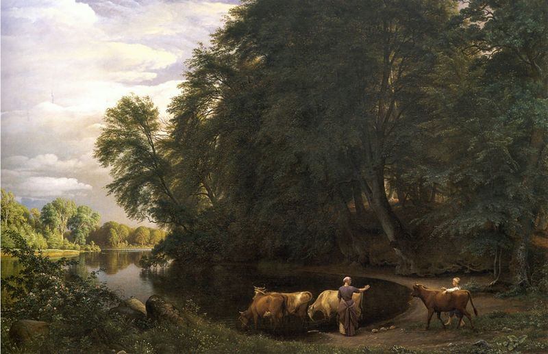 Summer afternoon by a lake, óleo sobre tela de P. C. Skovgaard