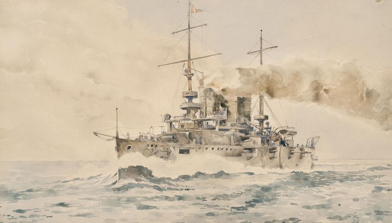 Imperial and Royal Battleship of the SMS Erzherzog Karl Class by August von Ramberg, unknown medium