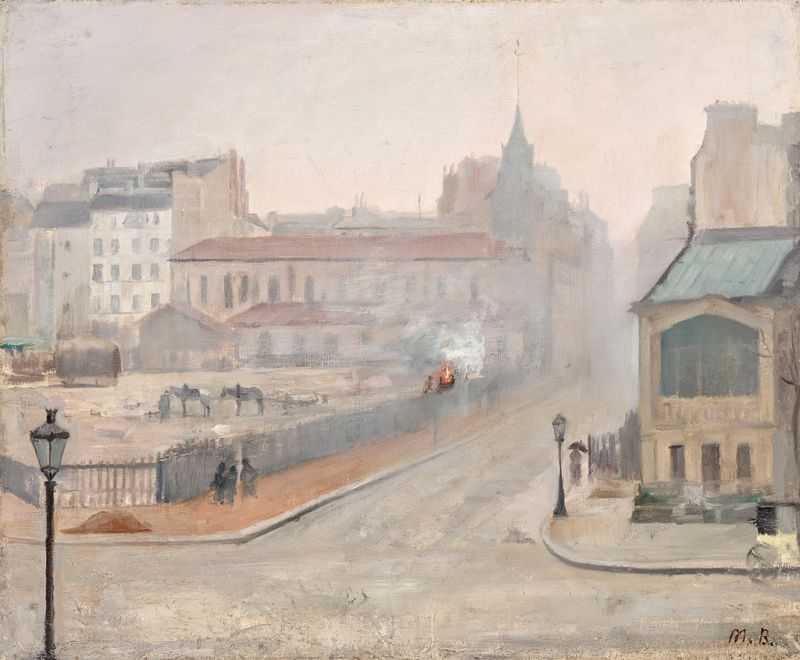 Pintura figurativa al óleo de Marie Bashkirtseff que representa una figura solitaria en la niebla