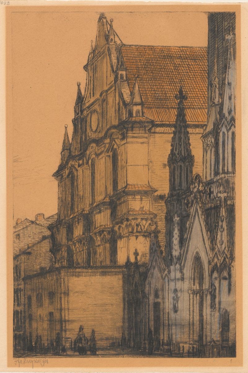 A Igreja Piarista de Feliks Jabłczyński, óleo sobre tela, mostrando uma arquitetura intrincada.
