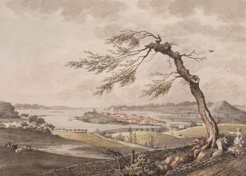 Paisaje de Præstø en Sjælland, óleo sobre lienzo de Søren L. Lange