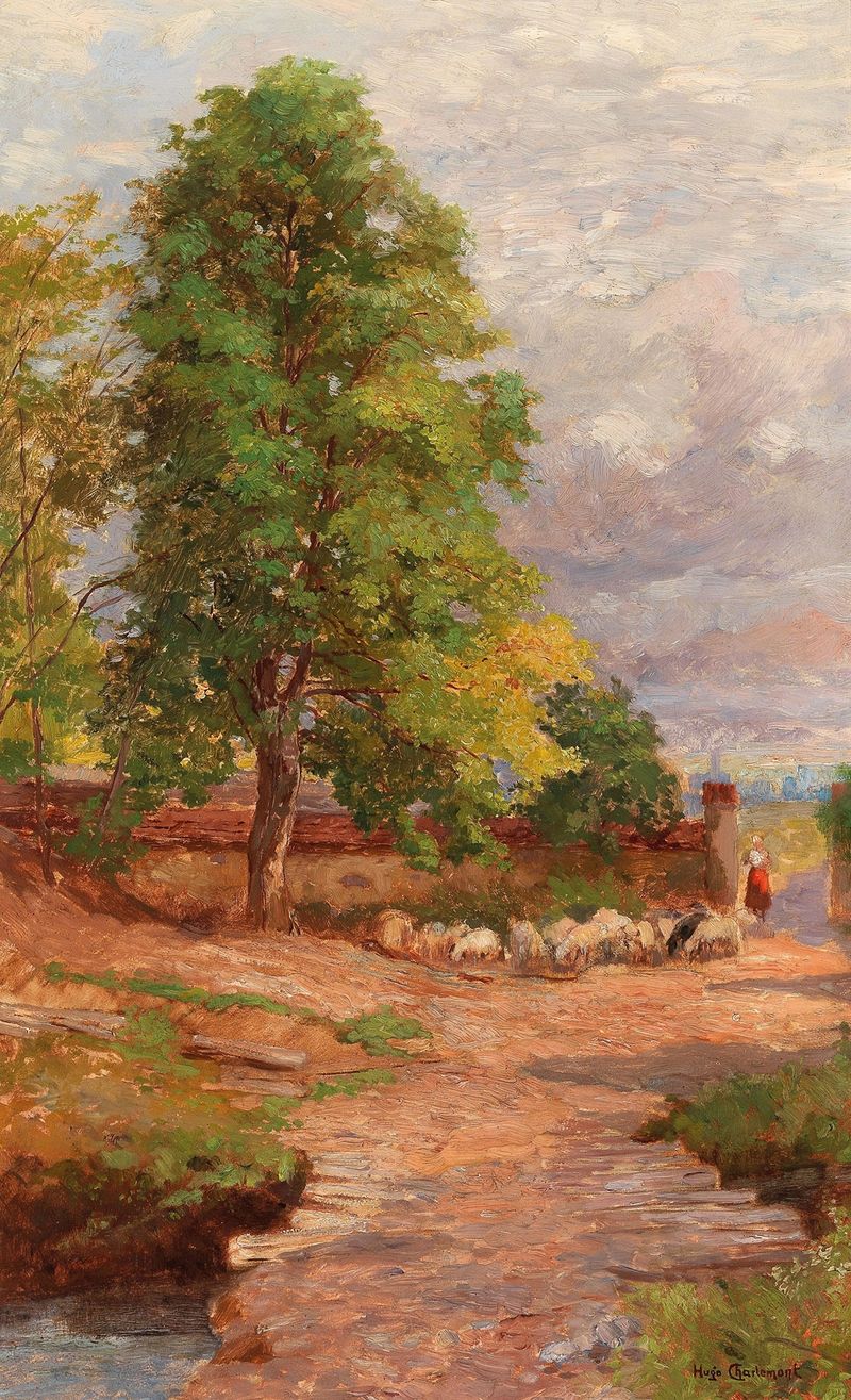 Old Chestnut Tree by Hugo Charlemont, realism, depicting a gnarled chestnut tree with textured bark
