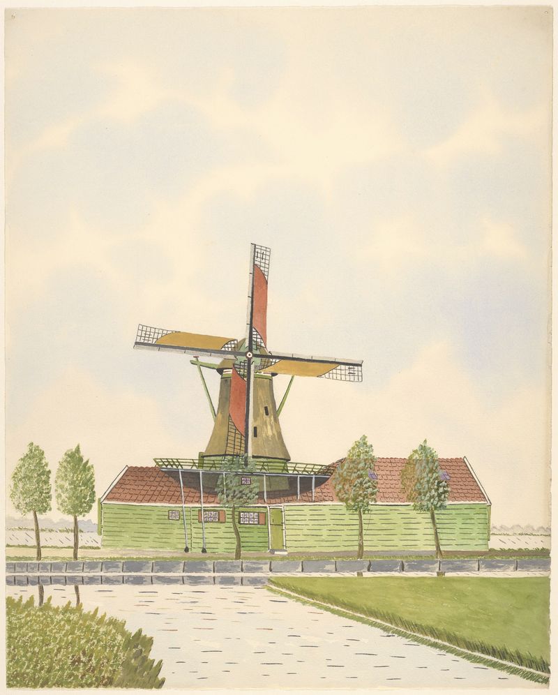 Paisaje con un molino y un río, óleo sobre lienzo de Johannes Nicolaas Eijman