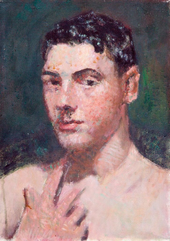 Retrato de um jovem com mão no peito, pintura a óleo de Denman Waldo Ross