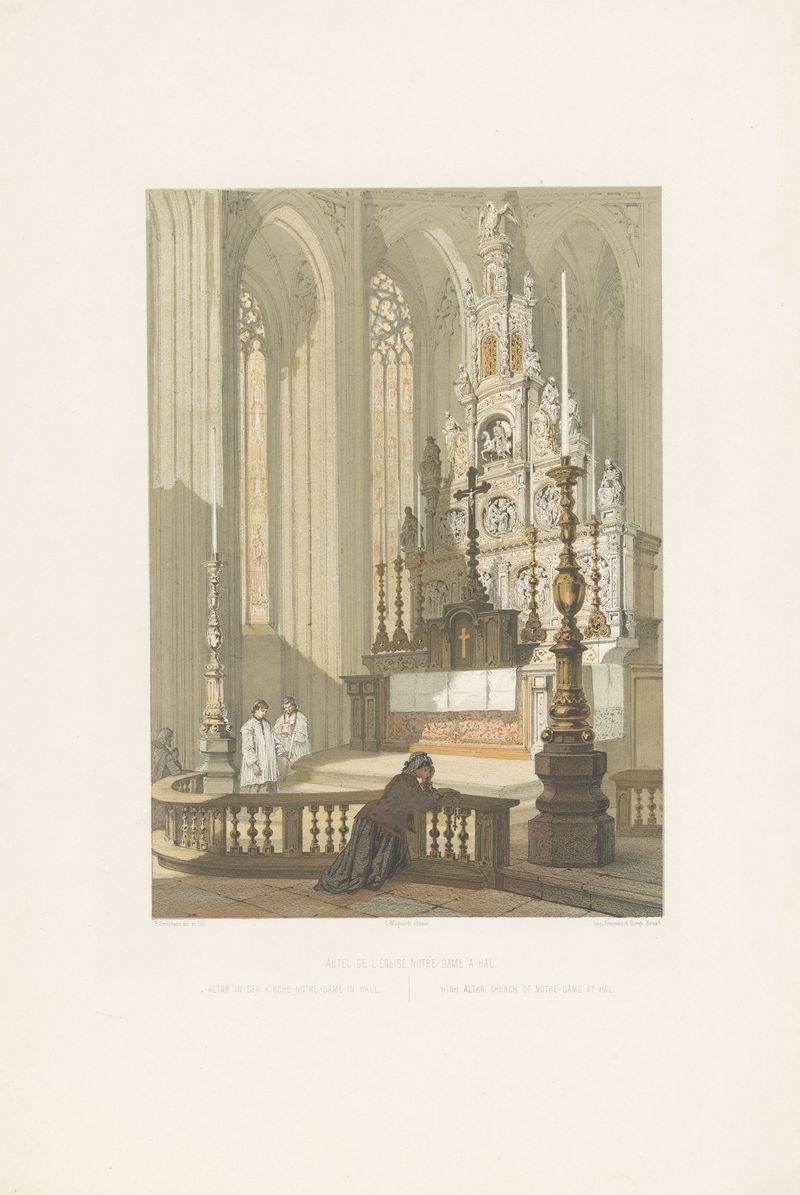Altar-mor na igreja de Notre-Dame em Hal, pintura a óleo de François Stroobant