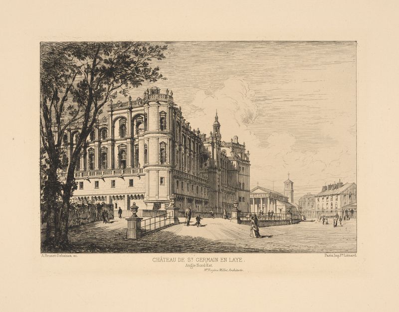 Engraving of Chateau de St. Germain en Laye by Alfred Brunet-Debaines, northeastern corner.