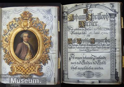 Retrato de Johann Christoph Richter, óleo sobre pergaminho de R. Müller