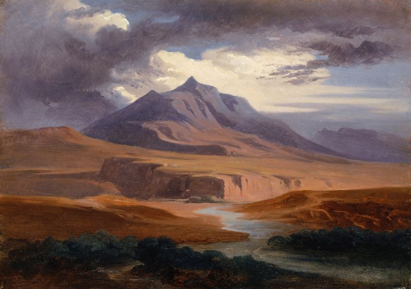 Landscape of mountains in the Roman Campagna, oil on canvas by Johann Jakob Frey.