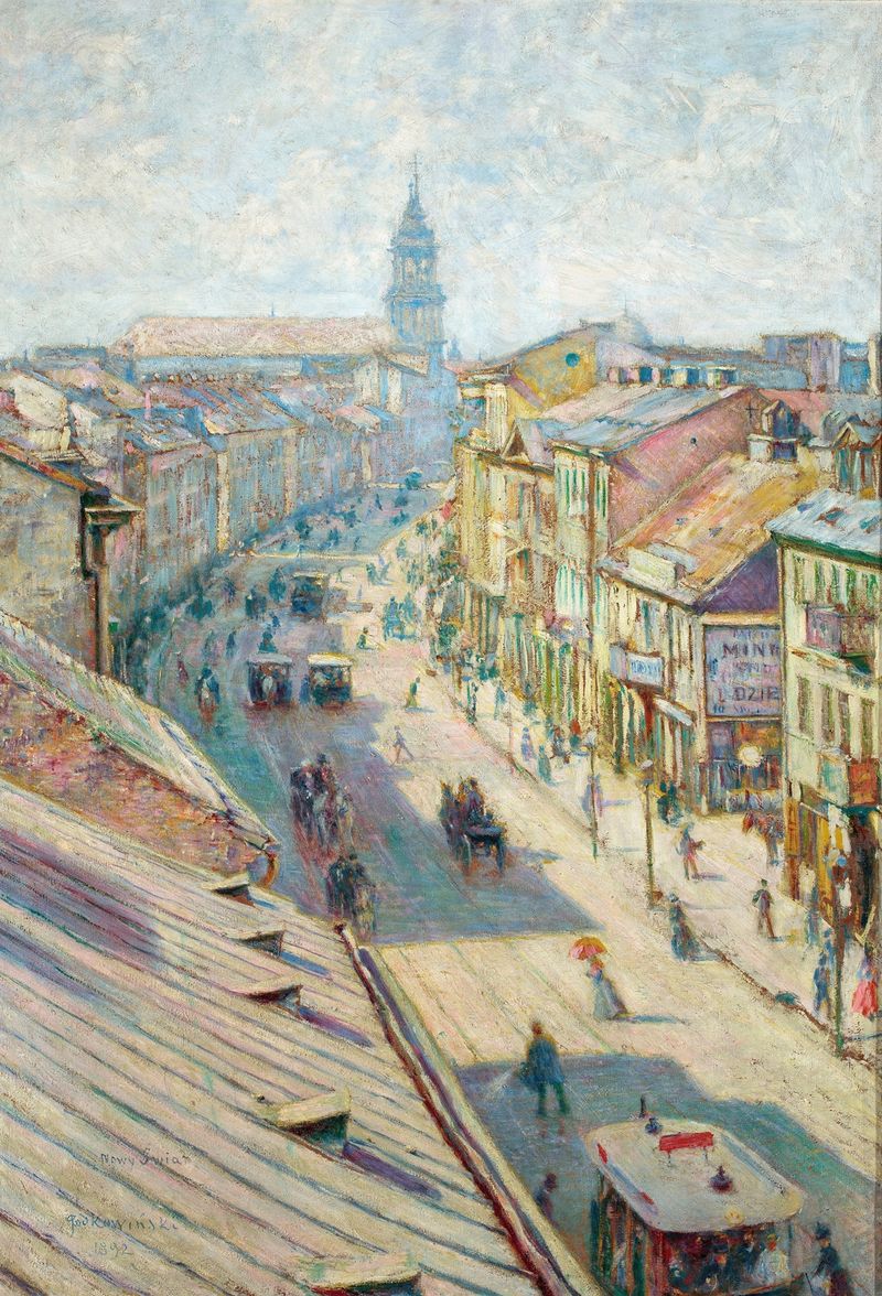 Nowy Świat Street in Warsaw on a summer day, oil on canvas by Władysław Podkowiński