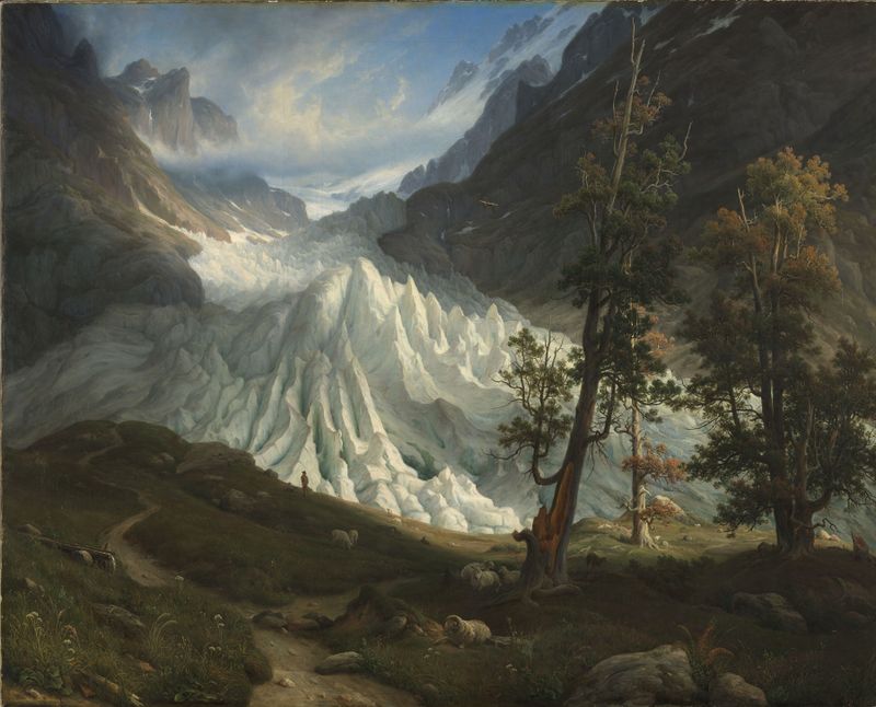 The Grindelwaldgletscher, oil painting by Thomas Fearnley, depicting a glacier landscape.
