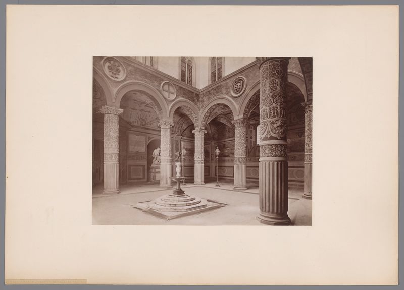 Architectural details of Palazzo Vecchio, albumen print by Fratelli Alinari.