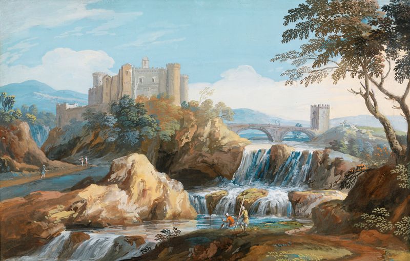 The Orsini Castle, Bracciano, oil on canvas by Giovanni Battista Busiri