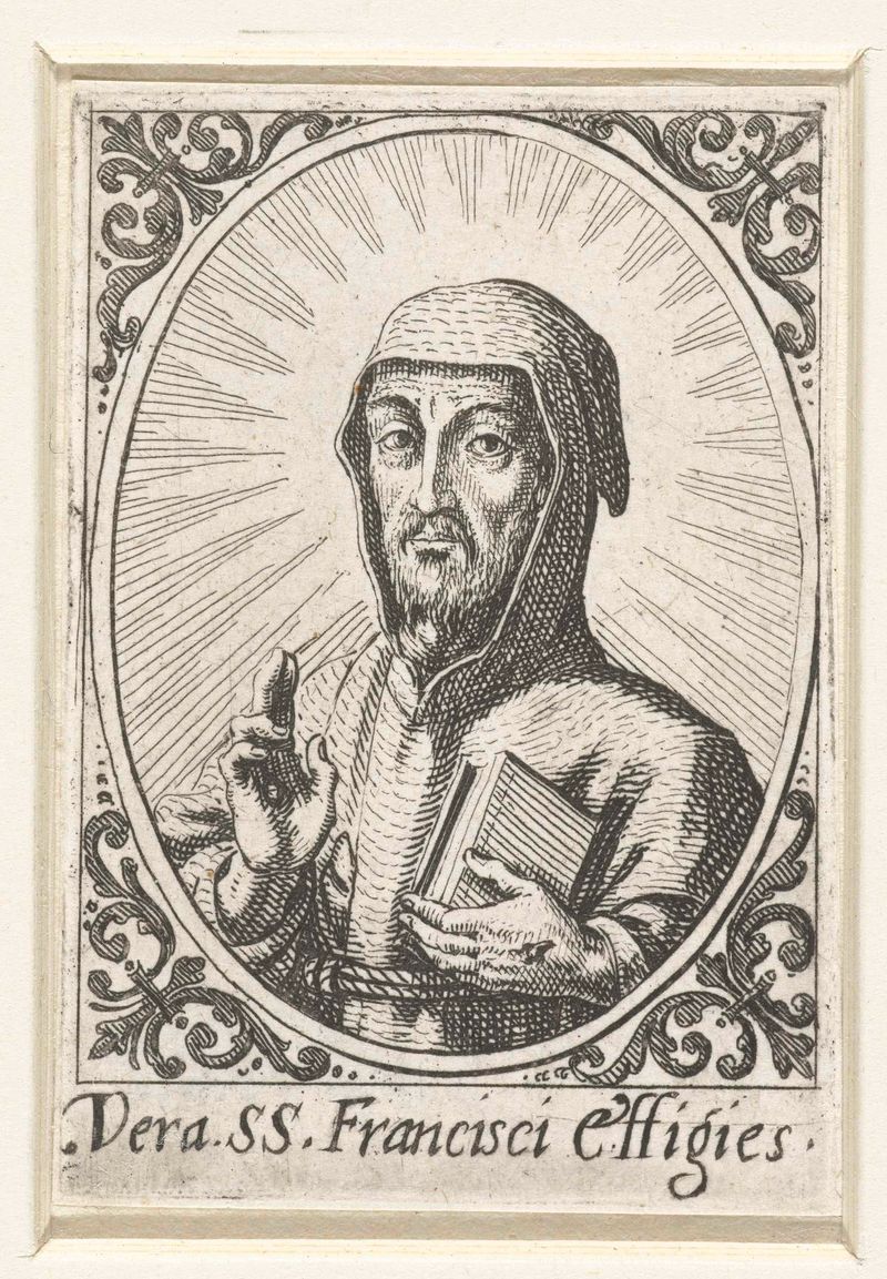Etching by Jacques Callot depicting Saint Francis in solitude with a downcast gaze