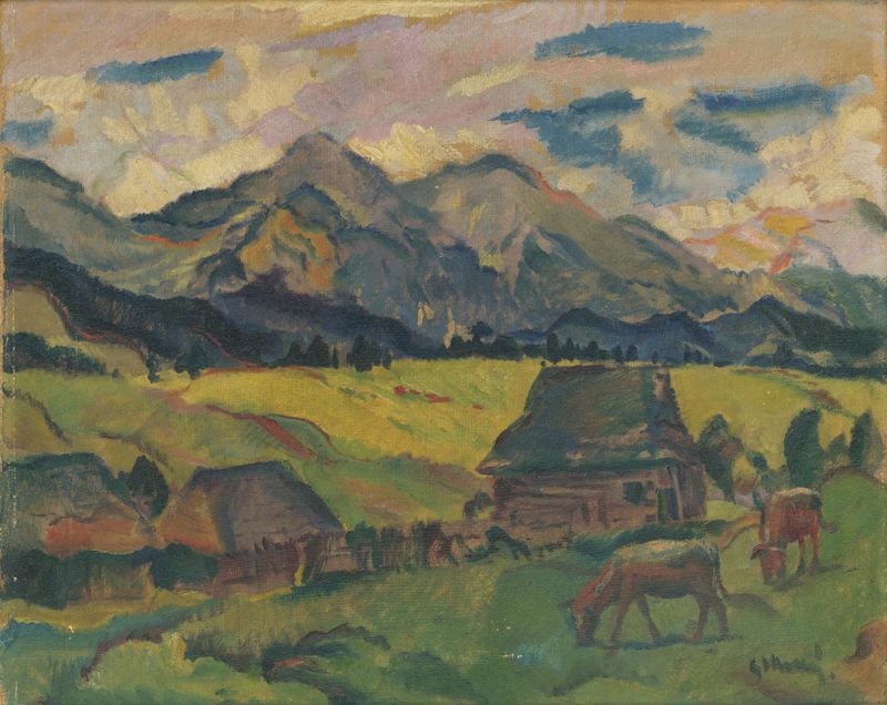 Vibrant landscape in oil on canvas by Gustáv Mallý