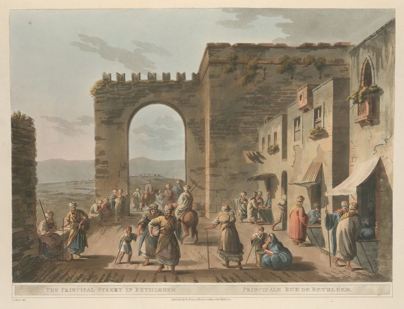 Aquarela de Luigi Mayer retratando uma rua histórica em Belém