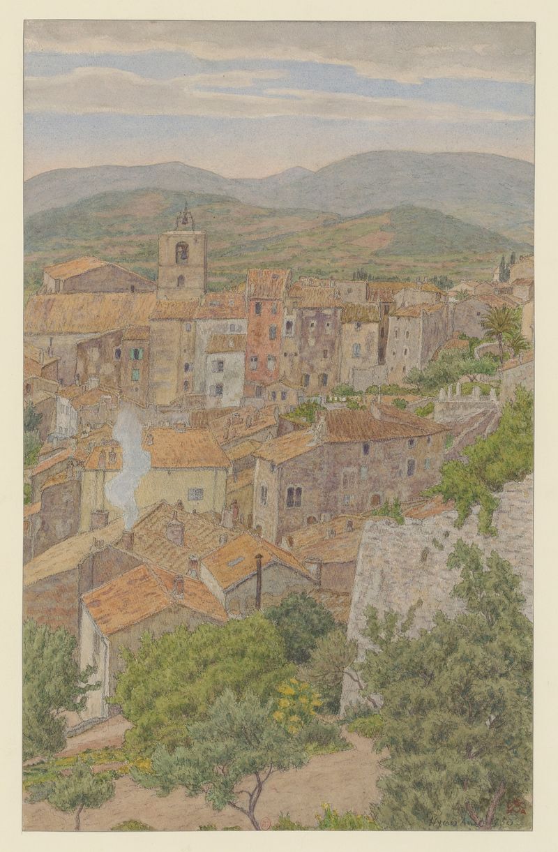 Paisagem de colinas em cores suaves de Henri Rivière, 1930