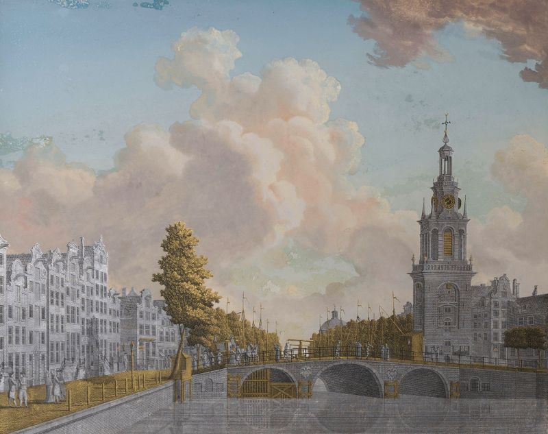 View of the canal and Jan Roodenpoortstoren tower, oil on canvas by Jonas Zeuner