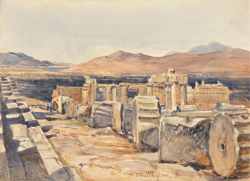The Propylaea, watercolor on paper by John Fulleylove, featuring Doric columns and a bright sky.