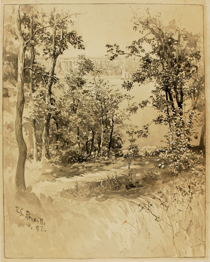 Landscape depicting Fort Washington and Fort Lee by Ernest Peixotto, 1897, oil painting