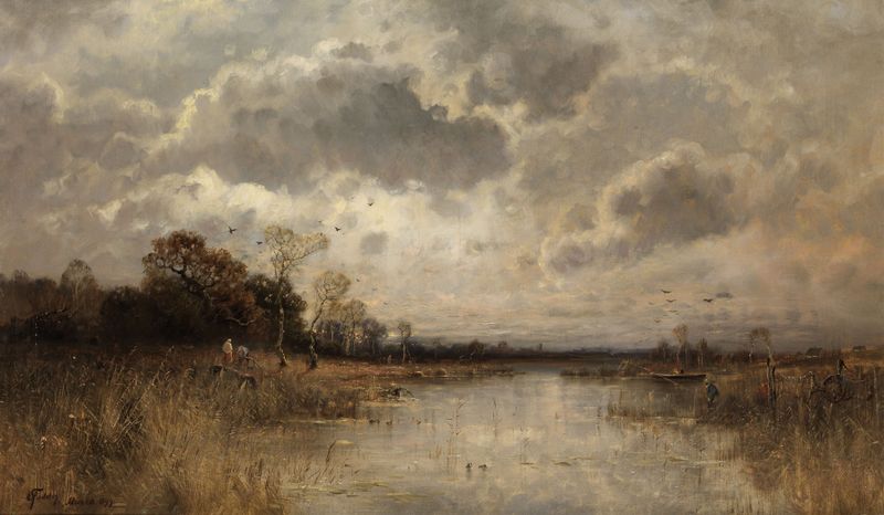 Weite Moorlandschaft by Otto Fedder, oil on canvas depicting a serene moor landscape