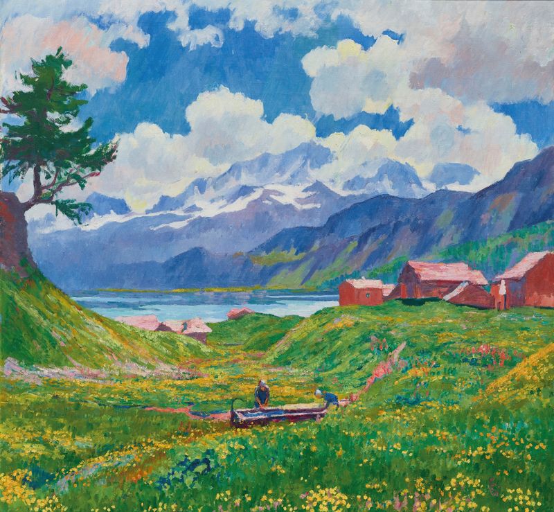 Spring landscape oil painting by Giovanni Giacometti