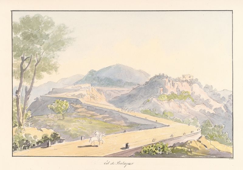 Acuarela de paisaje sobre papel de Charles Hamilton Smith que muestra un horizonte sereno y colores suaves.