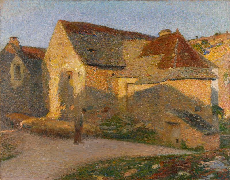 La Vieille maison aux derniers rayons de Henri Martin, óleo sobre lienzo que representa una casa al atardecer.