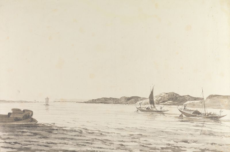 Original Drawing for Choix de Vues de L’Inde by William Hodges, depicting a serene landscape.