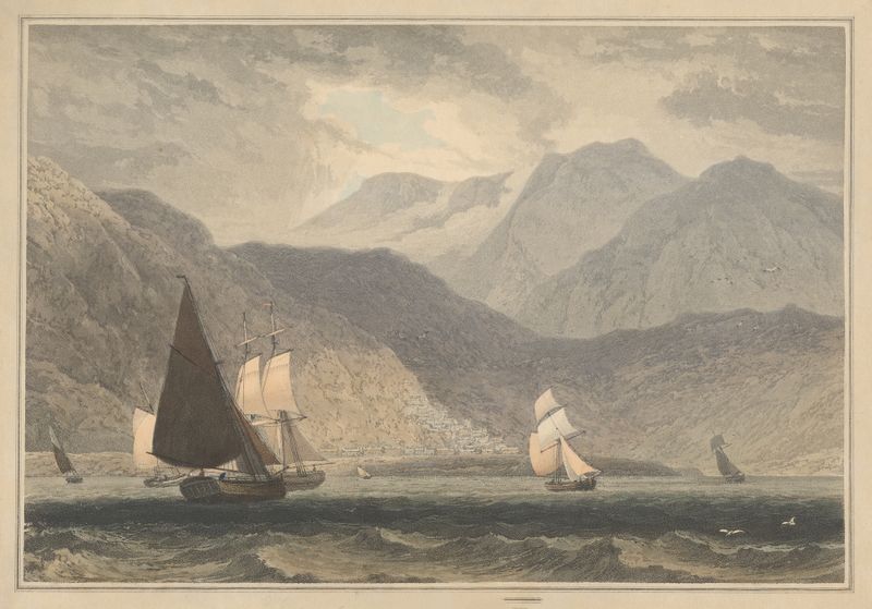 Paisaje de Barmouth, Merionethshire de William Daniell, pintura al óleo
