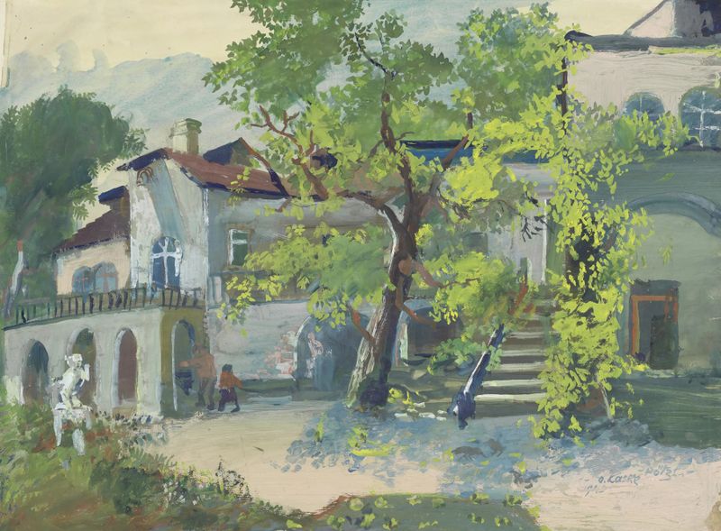 Vista de paisagem da Villa Mautner em Pötzleinsdorf de Oskar Laske, impressionismo