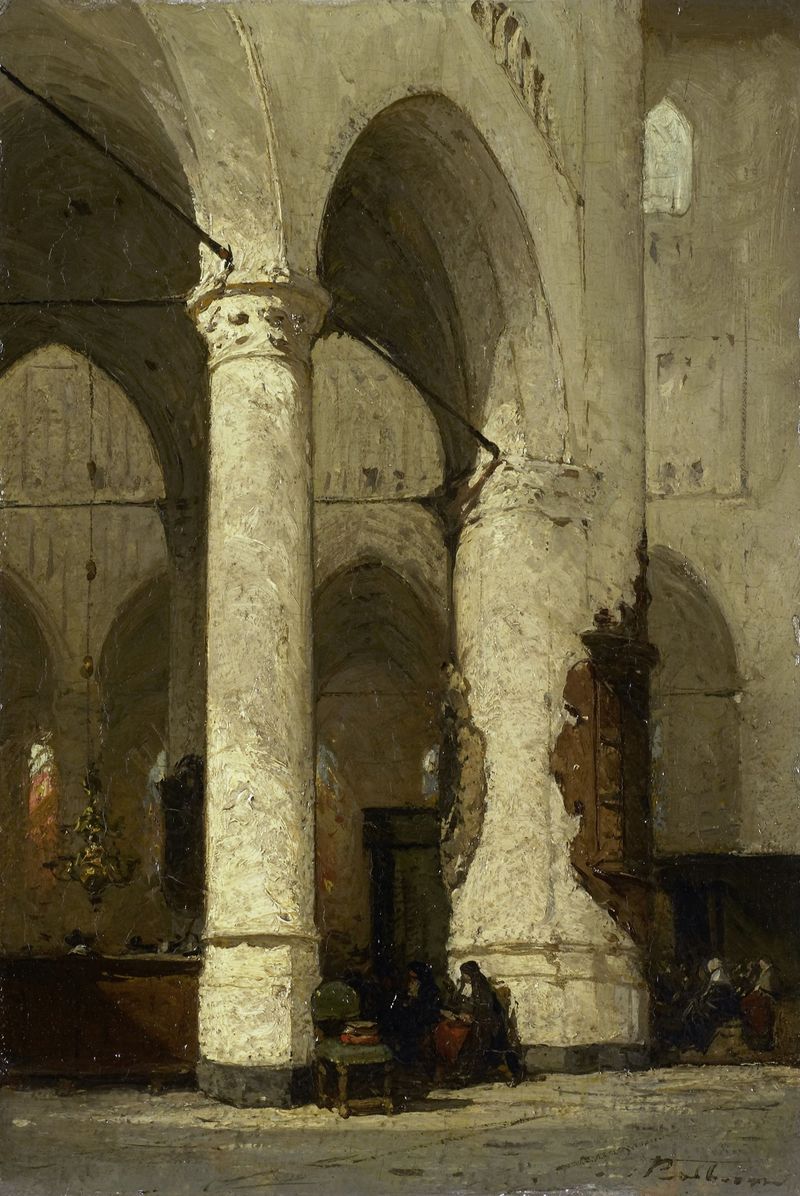 Interior of the ‘Hooglandse’ Church, Leiden by Johannes Bosboom, oil on canvas