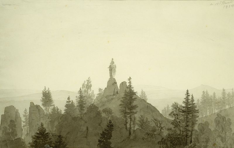 Estátua da Madonna nas Montanhas, escultura em pedra de Caspar David Friedrich