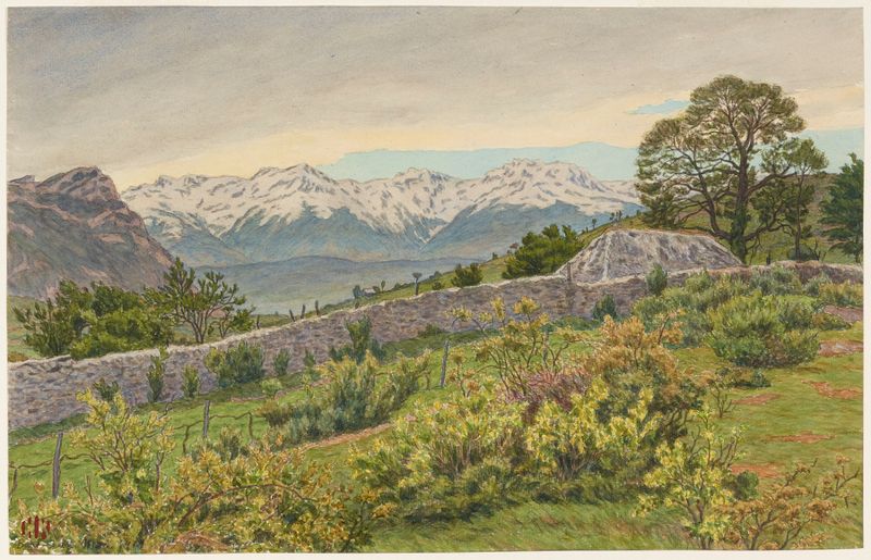 Paisaje de montañas en niebla gris de Henri Rivière, 1919