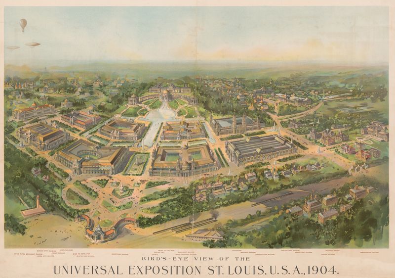 Bird's-eye view lithograph of the Universal Exposition St. Louis, U.S.A. by Woodward & Tiernan Printing Co.