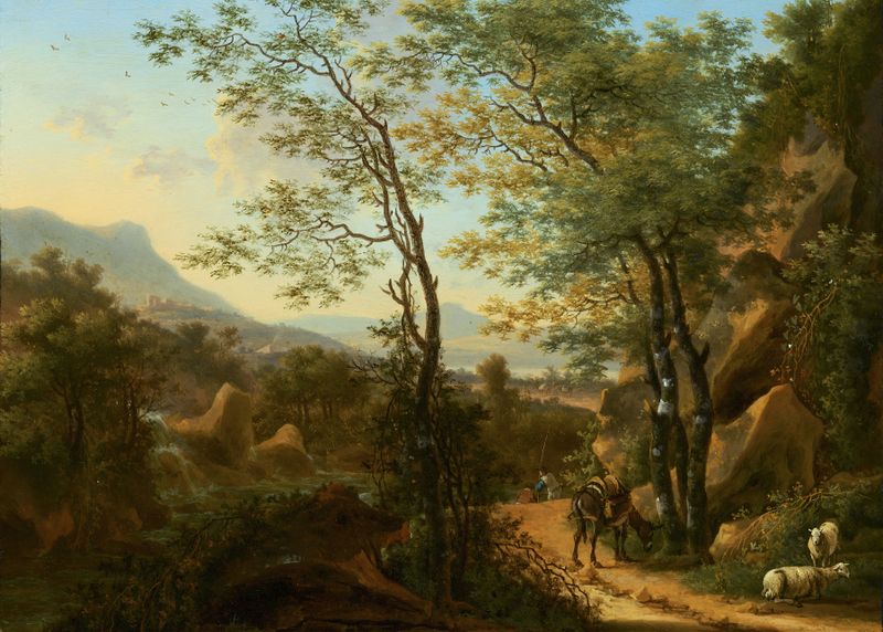 Mountainous landscape in Italy by Willem de Heusch, oil on canvas