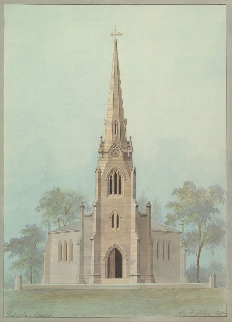 Gothic architecture of Church of the Holy Apostles by Alexander Jackson Davis