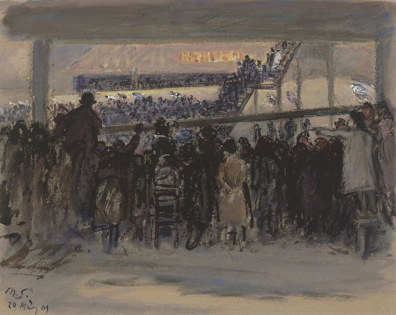 Figurative artwork by Max Slevogt depicting a cyclist in motion during a race, oil painting