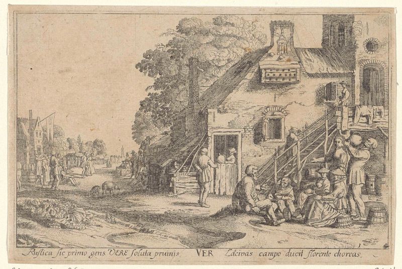 Grabado de Wenceslaus Hollar que presenta un paisaje de primavera con luz y color.