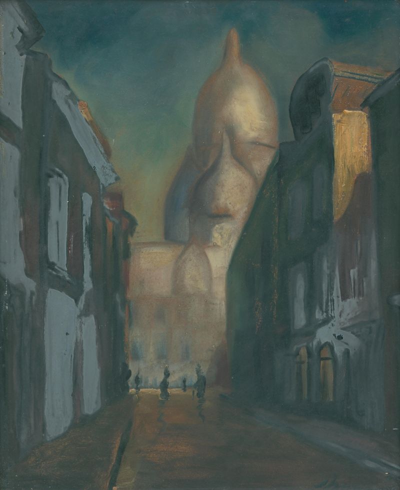 Figurative expressionism by Armin Stern, Sacré Coeur, depicting gold tones and emotional depth.