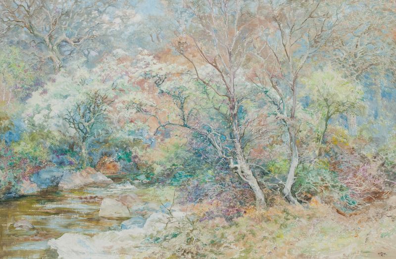 Paisagem representando um riacho com reflexos, de Edward Steel Harper Jnr.