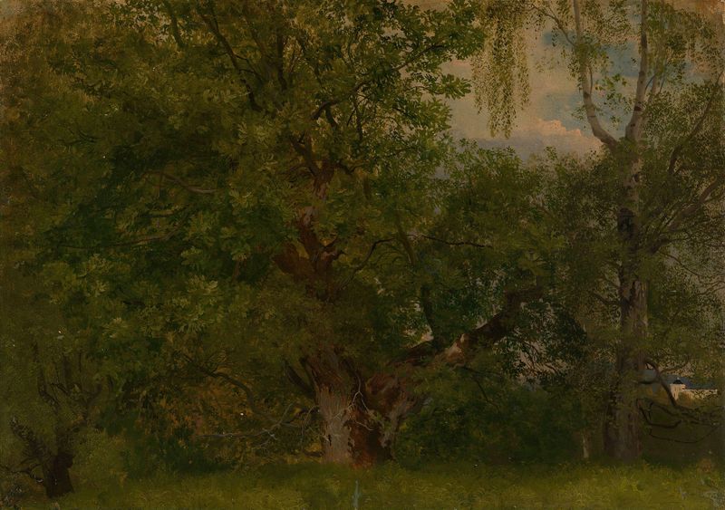 Wood near Ulefoss by August Cappelen, oil painting depicting a serene forest landscape