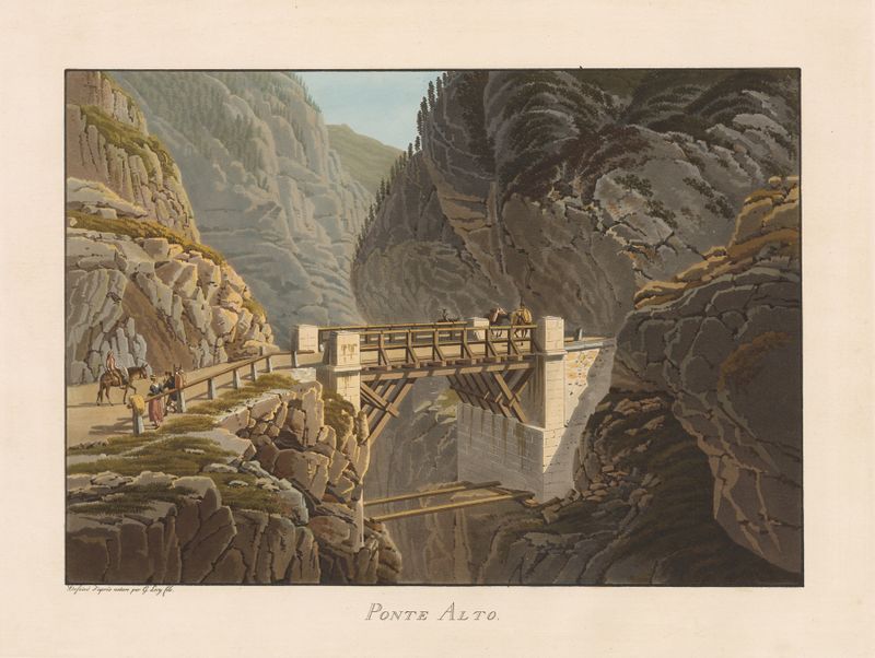 Ponte Alto by Gabriel Lory the Younger, depicting a bridge in a lush landscape.