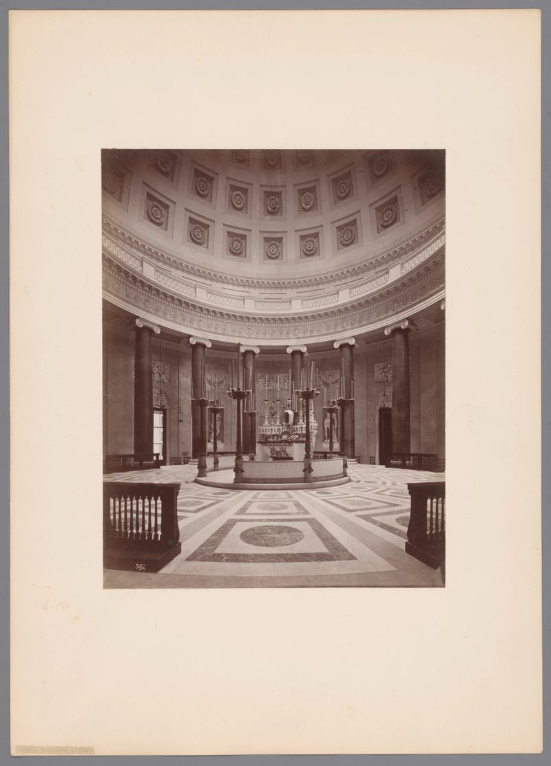 Interior of Camposanto church in Genoa, Italy, albumen print by Alfredo Noack