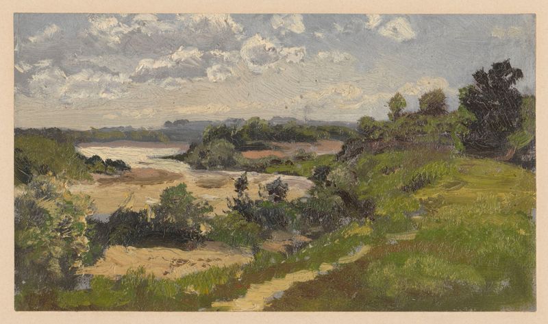 Paisaje del río Viejo Oder de Adolf Dressler, pintura al óleo