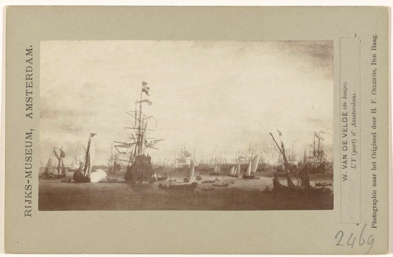 Escena marina con el barco 'Gouden Leeuw', impresión de albúmina de Henri Frederic Oelrichs
