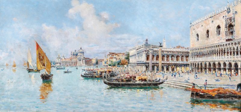 Marine scene of Bacino di San Marco by Antonio María de Reyna Manescau, oil painting