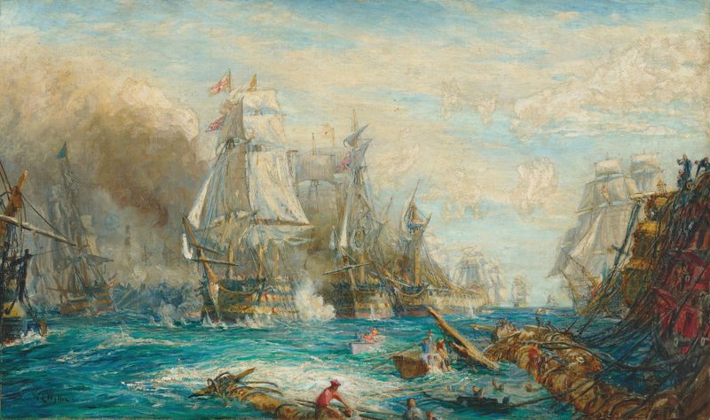 Pintura de batalla naval de William Lionel Wyllie