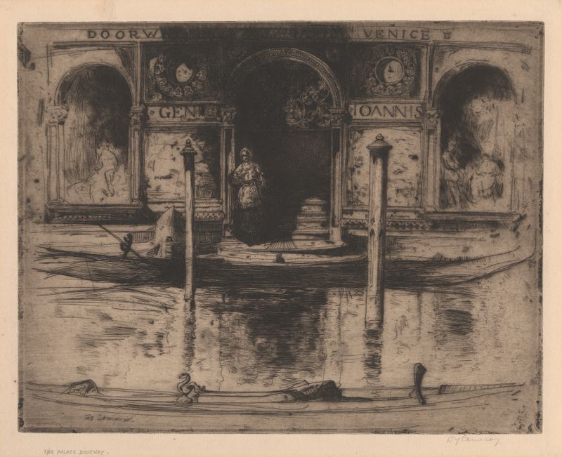 The Palace Doorway de David Young Cameron, representando un arco ornamental en un medio desconocido.