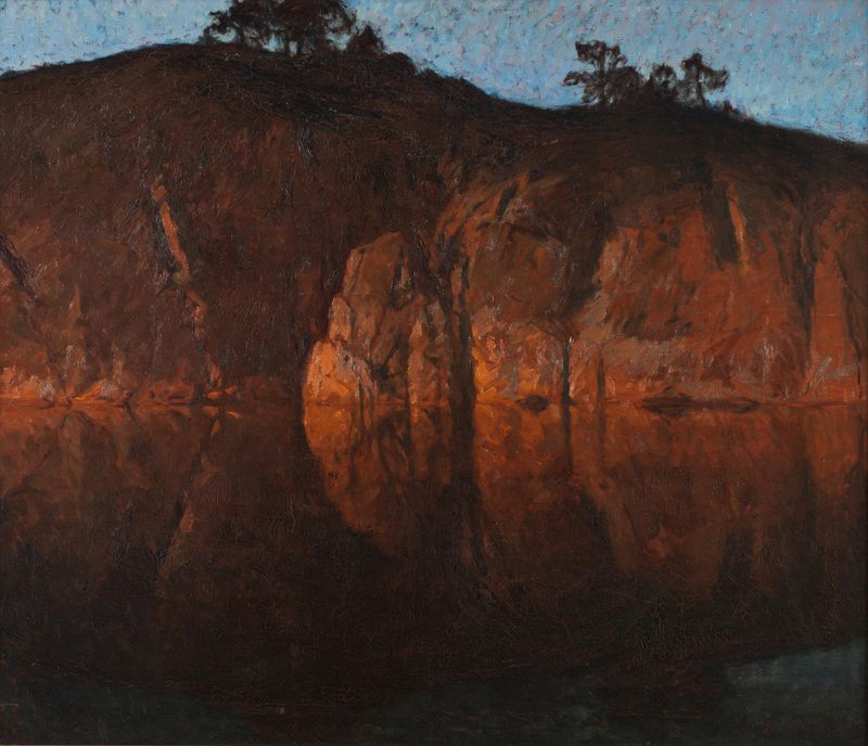 Landscape by Gottfrid Kallstenius, depicting a sunset over the archipelago.