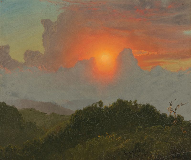 Nubes Nubladas óleo de Frederic Edwin Church, con un cielo dramático y nubes en remolino.